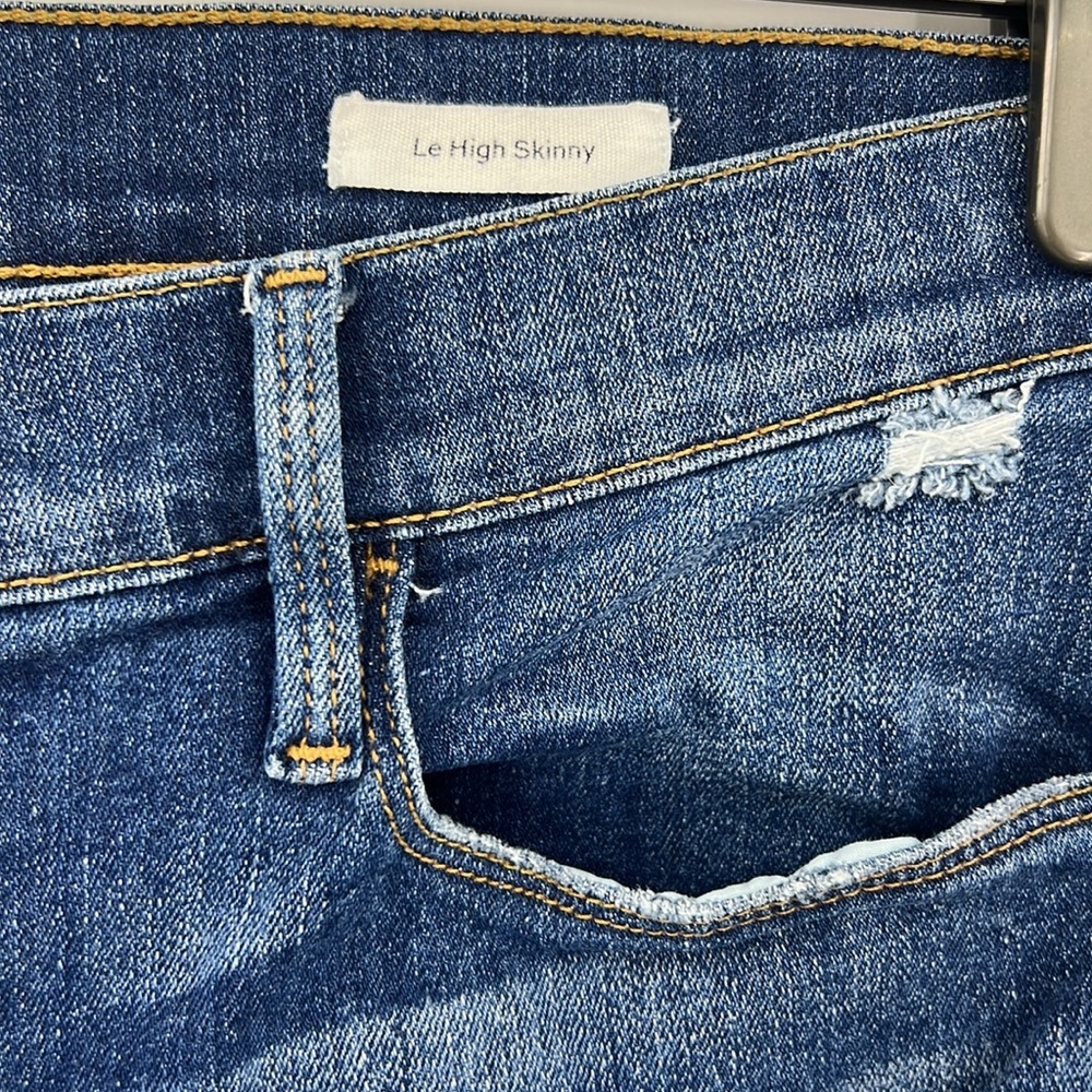 Frame Le High Skinny Crop Jeans Distressed High Rise Stretch Jeans New - Picture 4 of 12